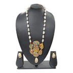 Mopali Big Pendant Meena Work Long MOP Jewellery Set | JewelOn