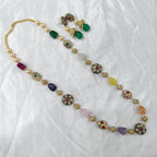 Pathar Dhara Multi Stone Brass Fusion Long Necklace Set | JewelOn
