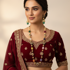 Pathar Dhara Multi Stone Brass Fusion Long Necklace Set | JewelOn