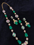 Anushka Fine Touch Premium Quality Fusion Semiprecious Single line Stone Mala Necklace Jewellery Mala Set | JewelOn