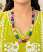 Indradhanush Colourful Stone Mala Fusion Necklace | JewelOn