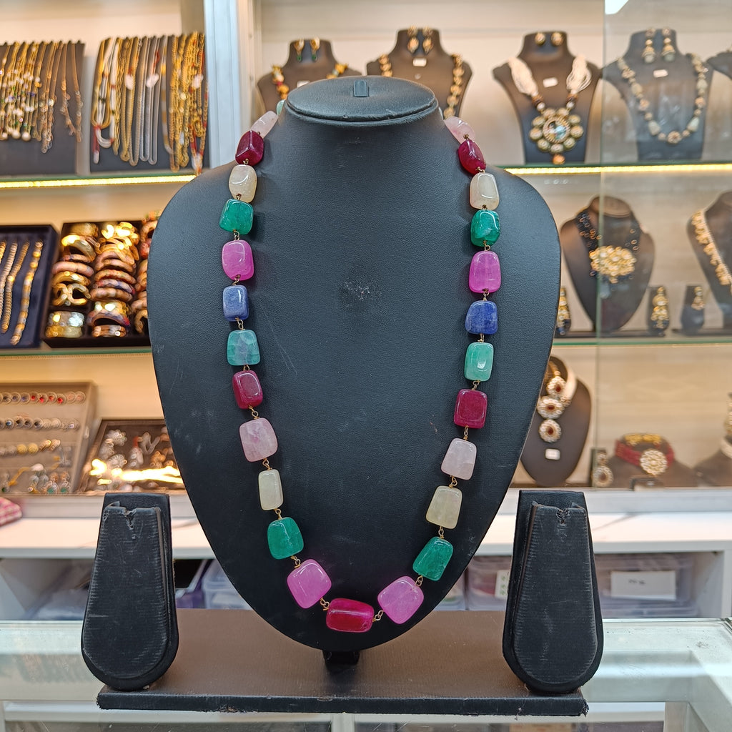 Indradhanush Colourful Stone Mala Fusion Necklace | JewelOn
