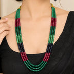 Ruchi Semi-Precious Multicolour 3-Line Necklace Mala