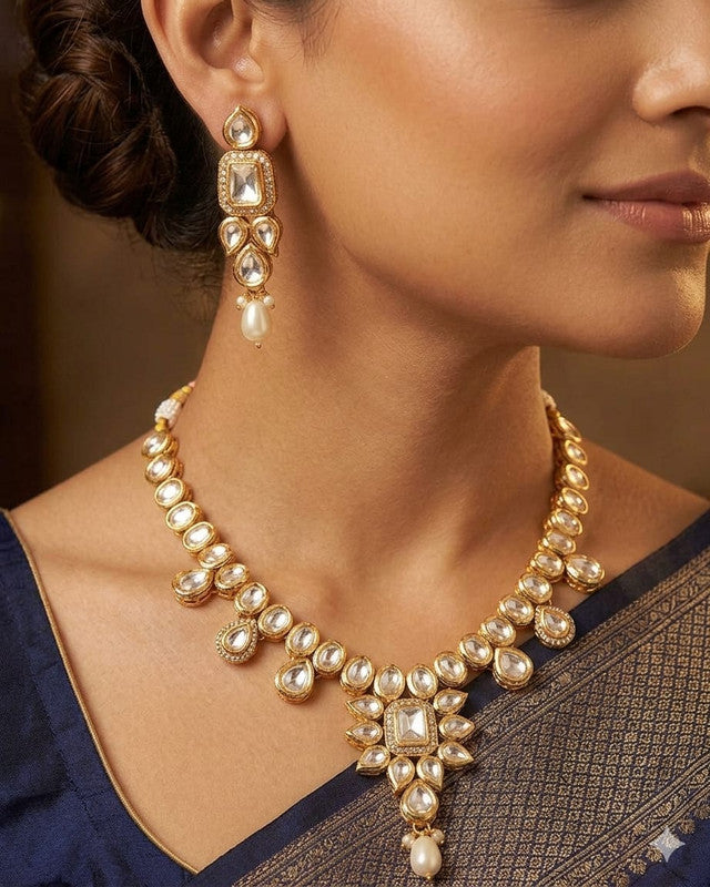Enchanting Maharani Collection White Kundan Choker Jewellery Set | JewelOn