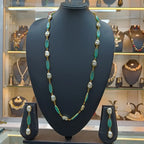 Mahika Mint Green Statement Oval Stone Necklace Earring Set