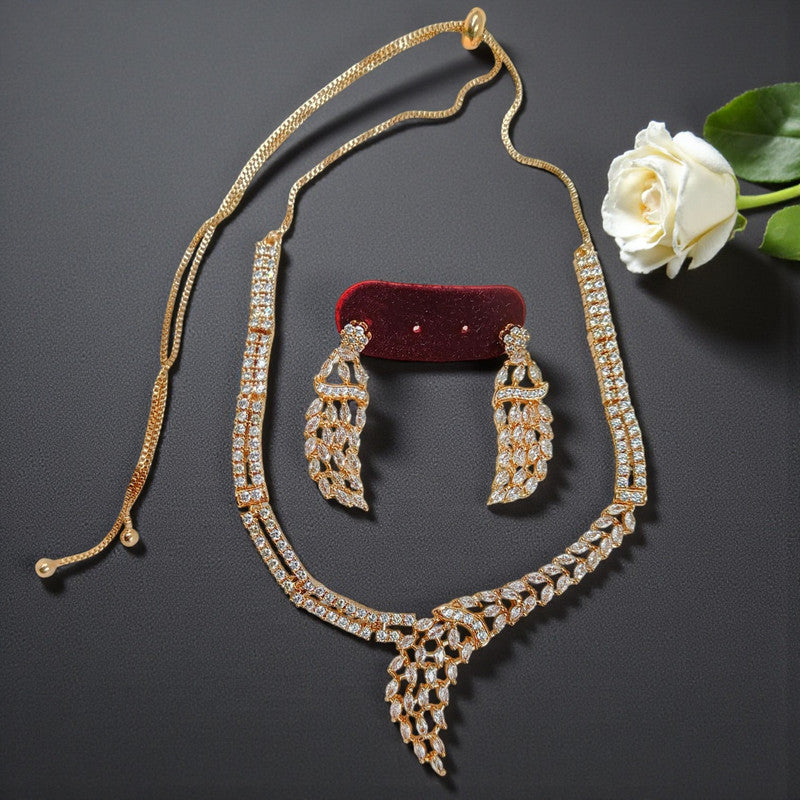 Devina Collection American Diamond Necklace Jewellery Set