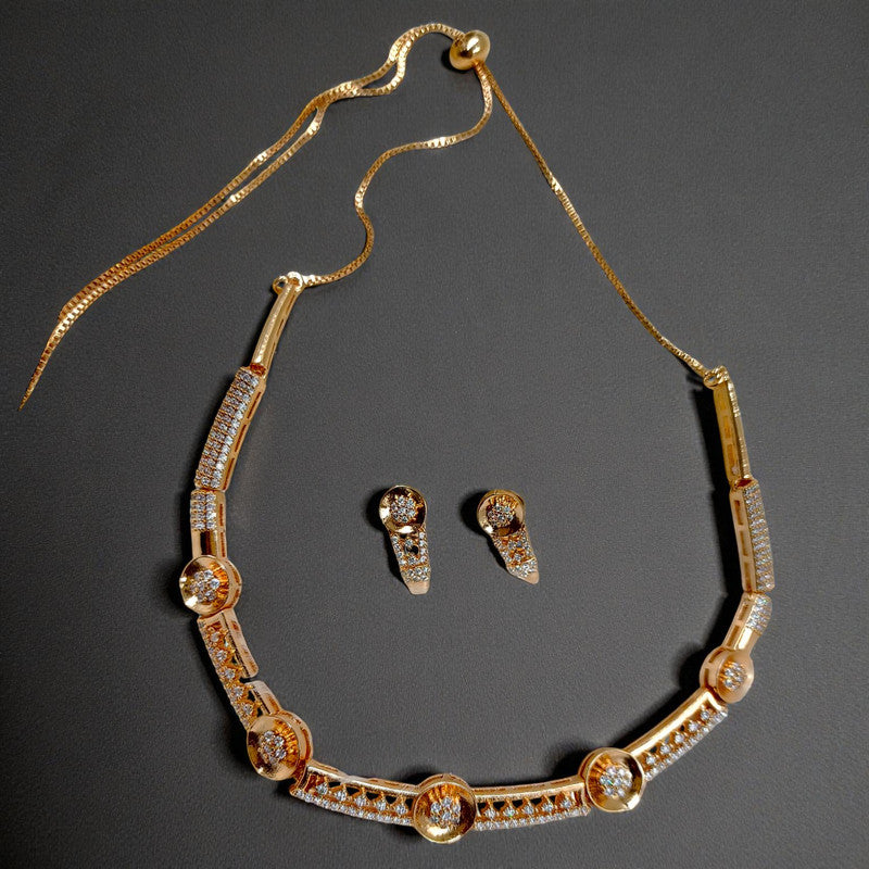 Damini Collection American Diamond Necklace Jewellery Set