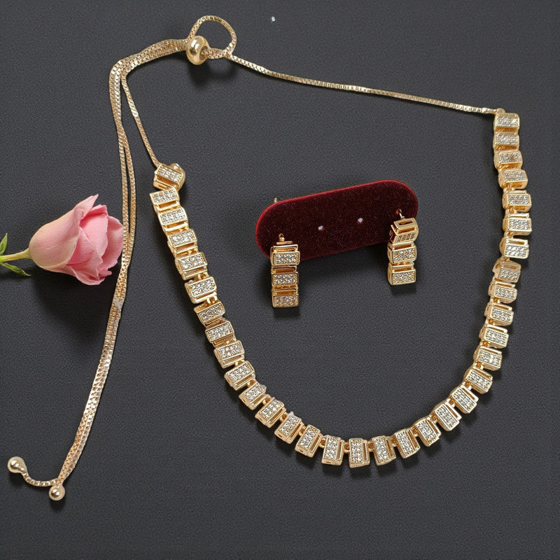 Diksha Collection American Diamond Necklace Jewellery Set