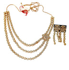 Rangdhara Rose Gold American Diamond 3 Line Necklace Set | JewelOn