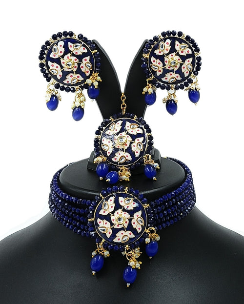 Meenakari choker set (Blue)