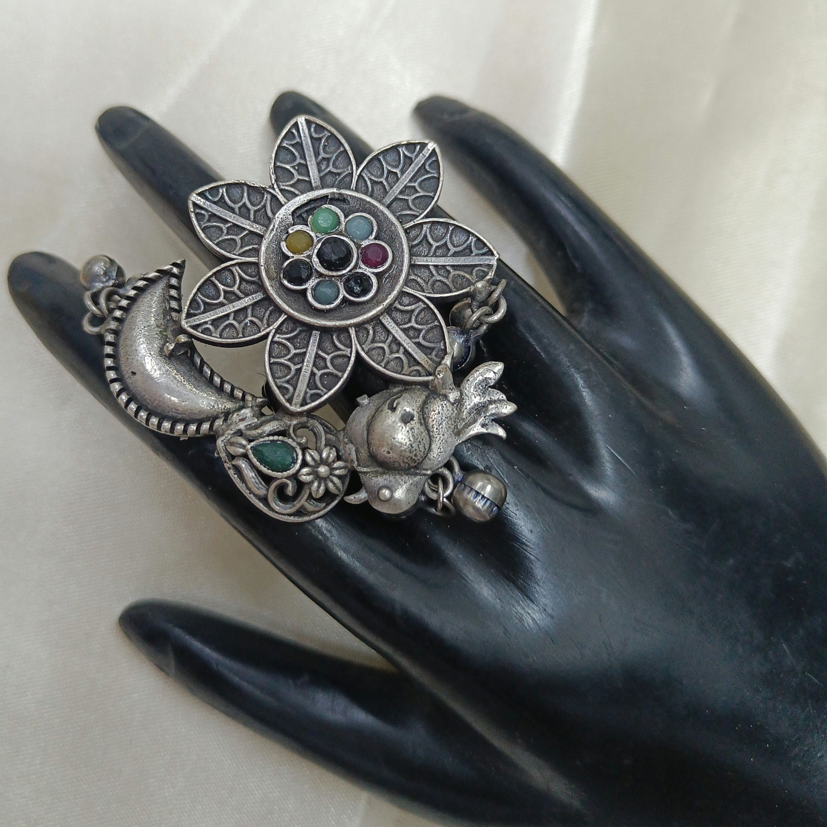 Sweet Oxidised Silver Plated Ring
