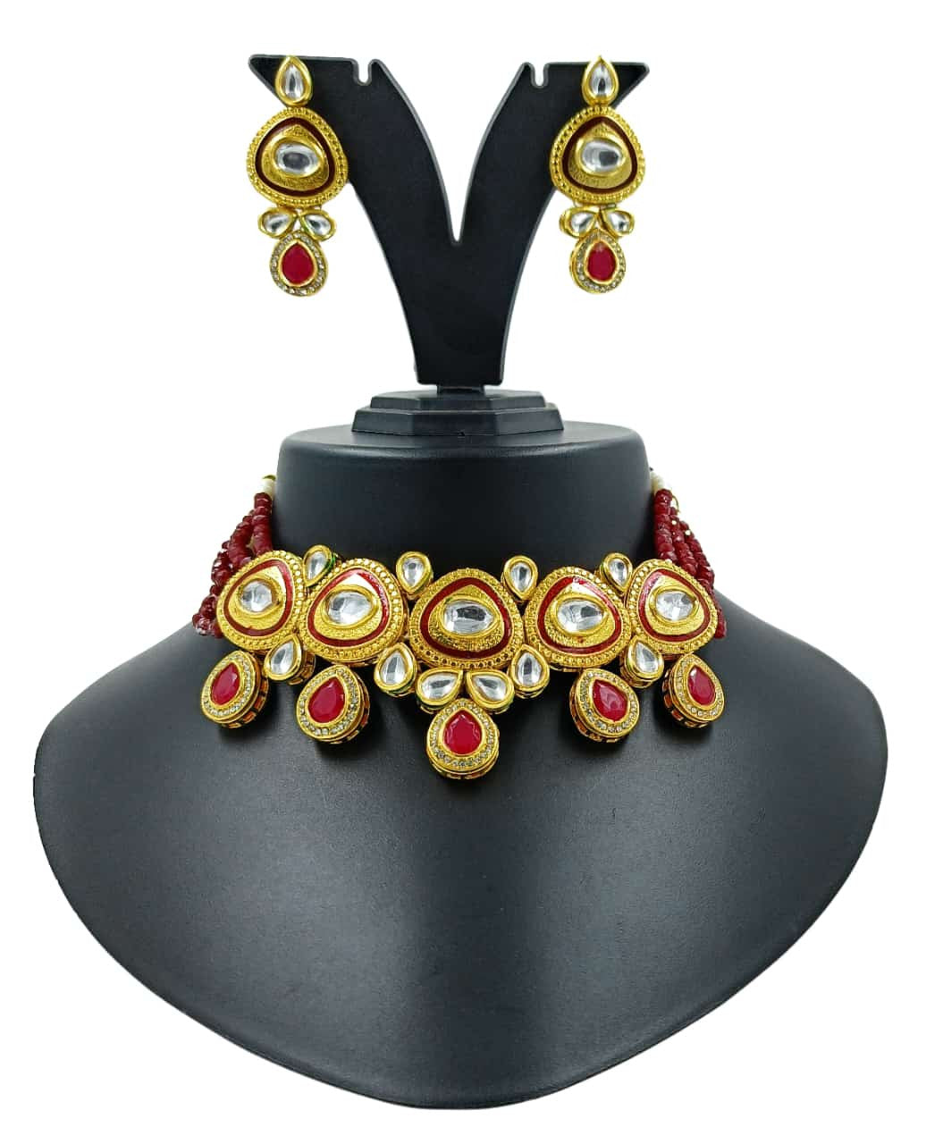 Royal Kundan Necklace Set (Maroon)