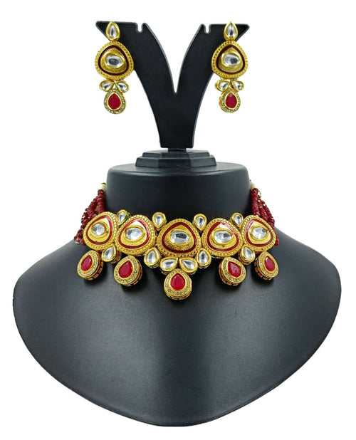 Royal Kundan Necklace Set (Maroon)
