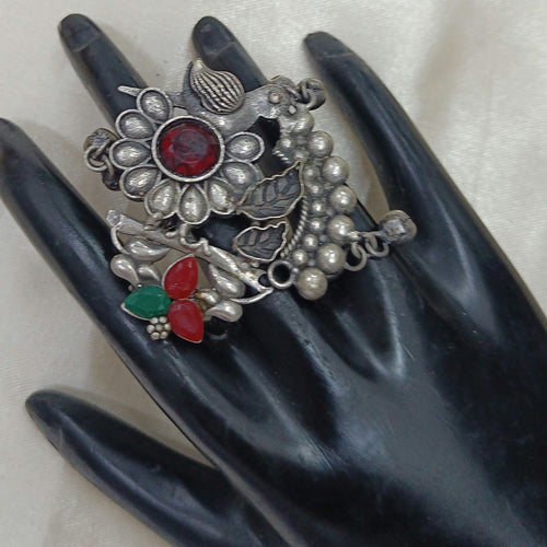 Royal Unique Oxidised Silver Plated Ring
