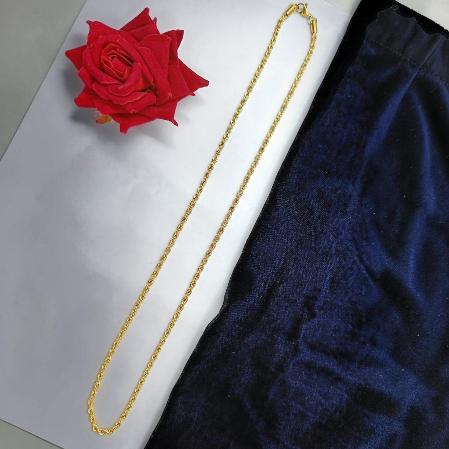 JewelOn gold rope chain necklace, 24 inches, for women and girls, ideal for special occasions.