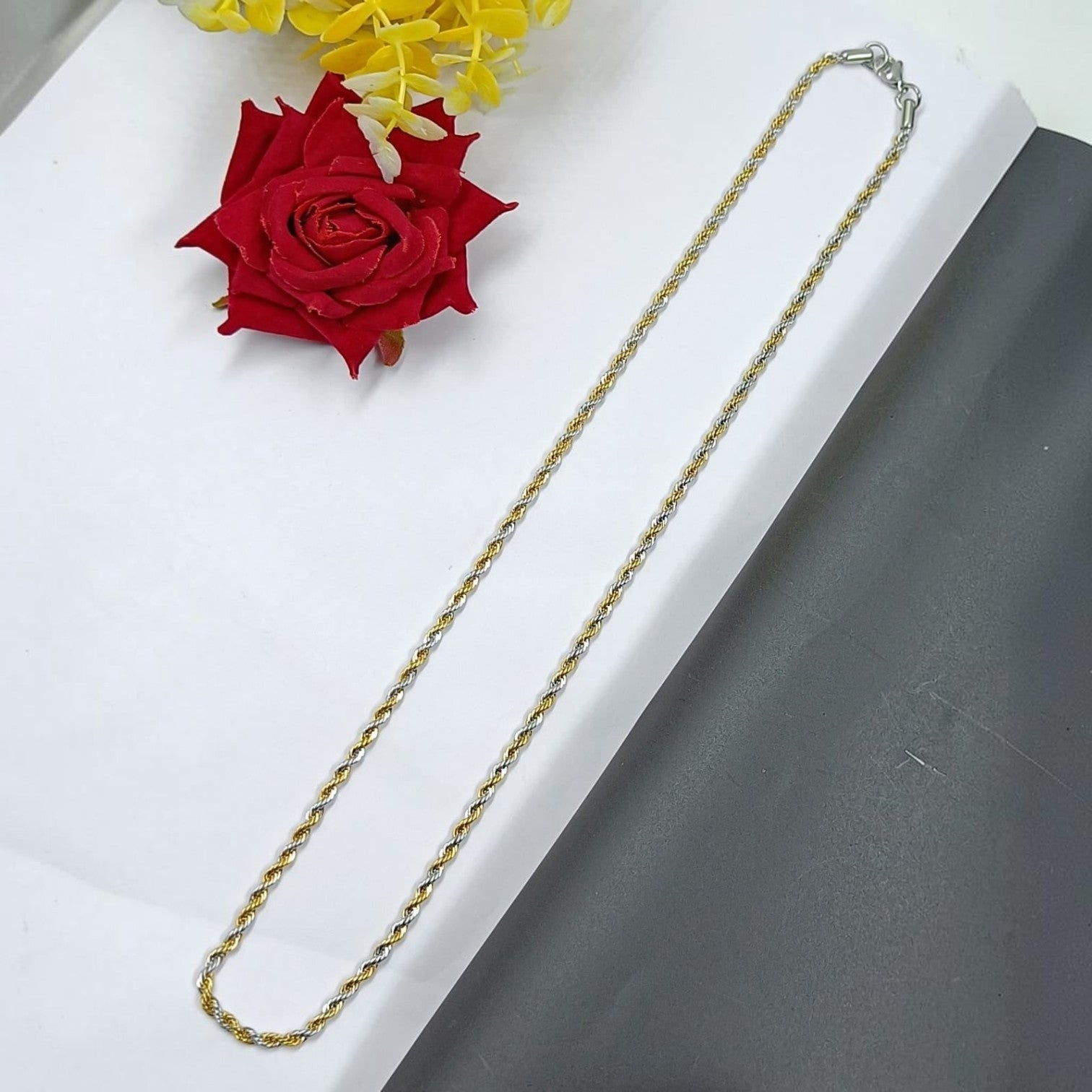 JewelOn Precious Embrace 24-inch two-tone rope chain necklace for women, elegant and timeless design.