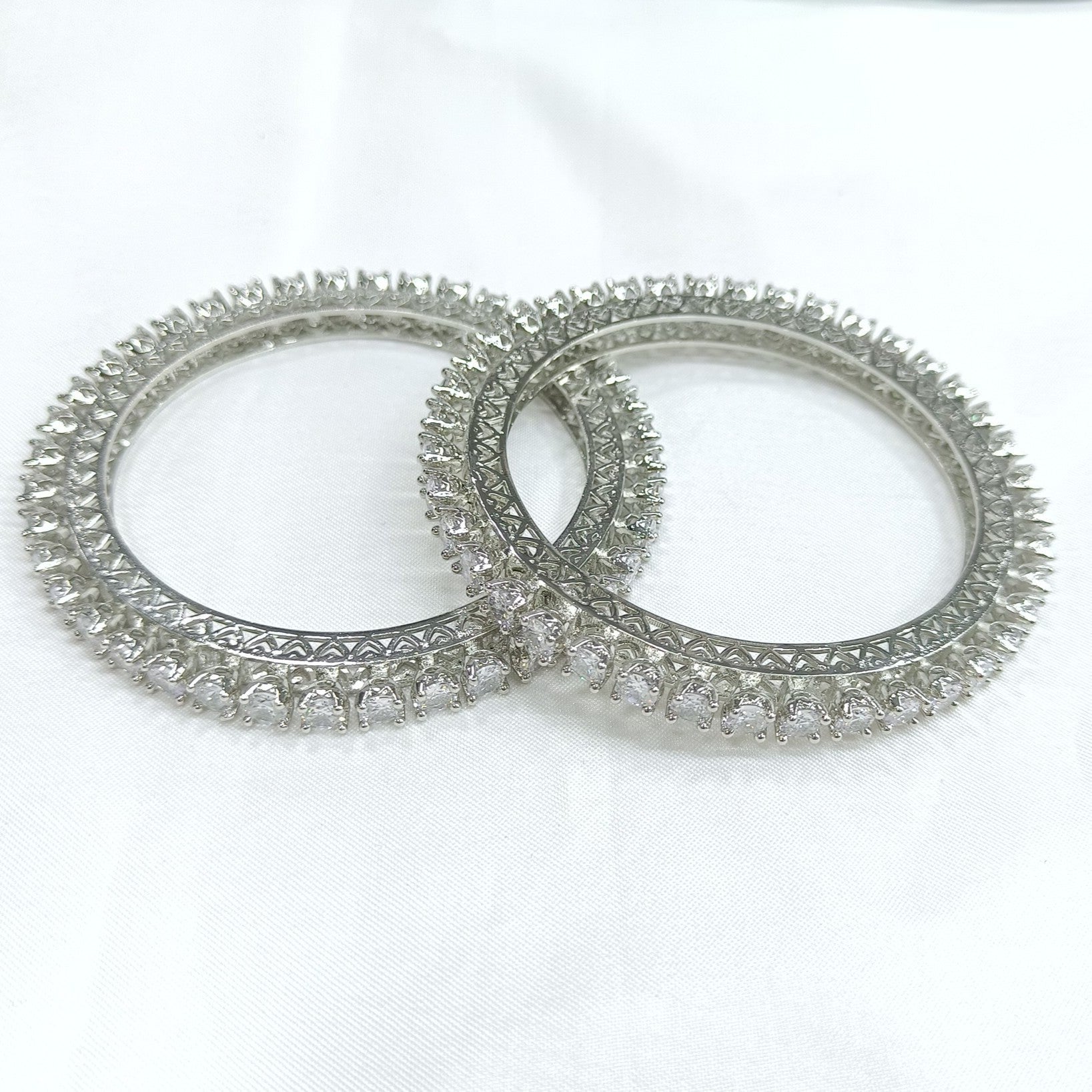 Rajatrekha American DiamondSilver Kada Bangle | JewelOn