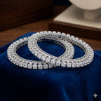 JewelOn Rajatrekha AD Silver Kada Bangle with sparkling American Diamonds, silver-toned finish.