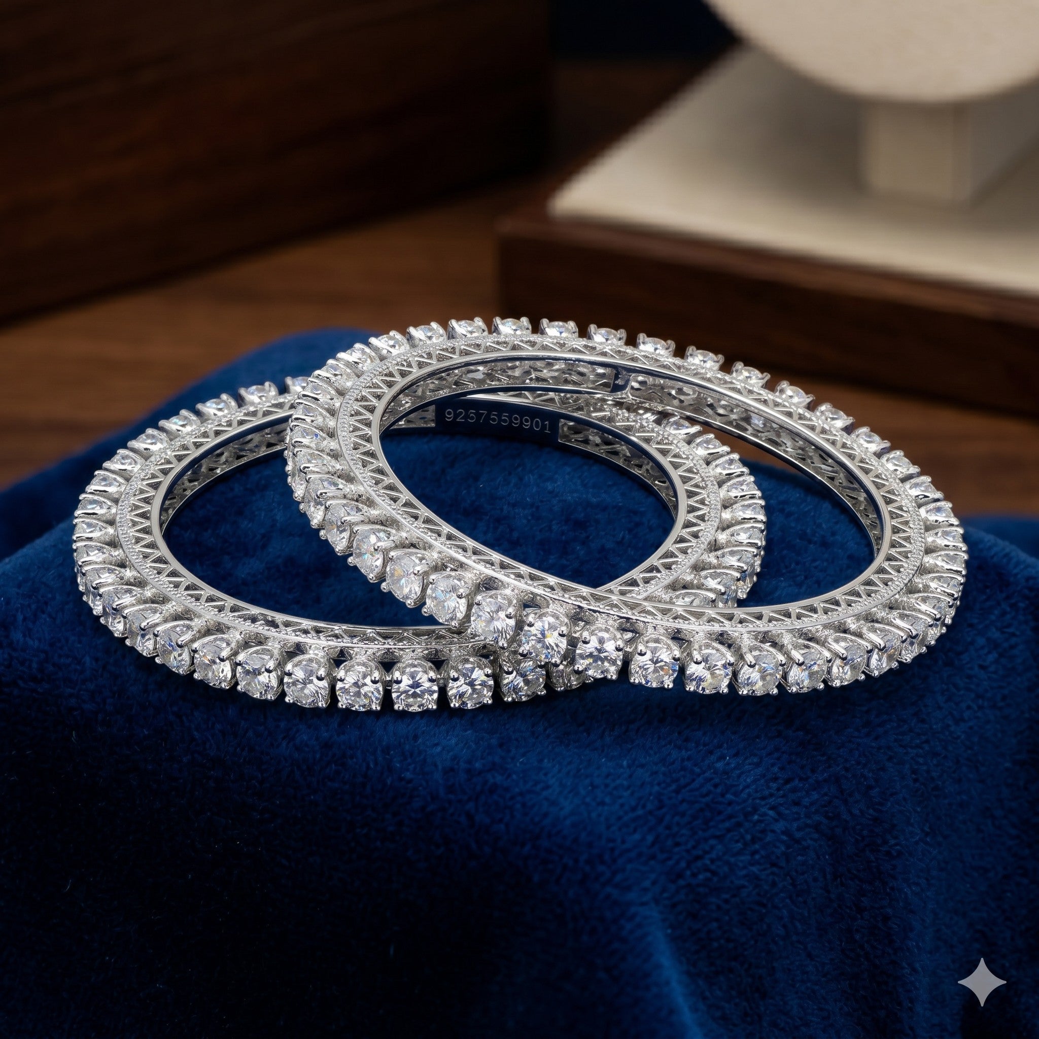 JewelOn Rajatrekha AD Silver Kada Bangle with sparkling American Diamonds, silver-toned finish.