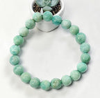 JewelOn Amazonite 8mm crystal bracelet in turquoise green, smooth polished beads, unisex design for men and women.