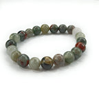 JewelOn 8mm bloodstone crystal beaded bracelet with red and green flecks, unisex design for grounding and courage.