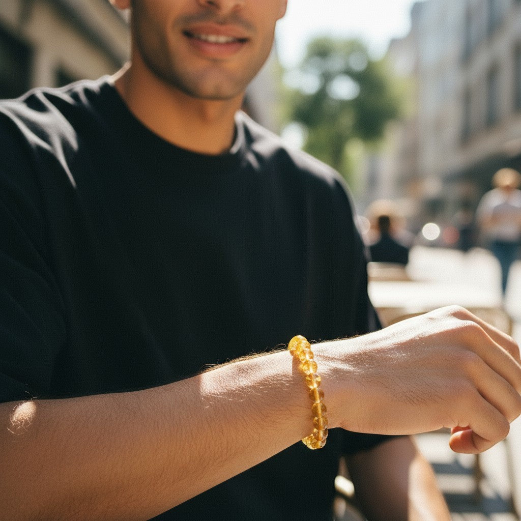 Citrine 8mm Crystal Bracelet for Men and Women | JewelOn