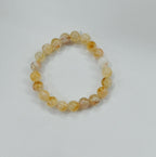JewelOn 8mm natural citrine crystal bracelet with warm golden-yellow beads, suitable for men and women.