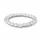 JewelOn clear quartz 8mm crystal bead bracelet for men and women, unisex design, ideal for daily wear or meditation.