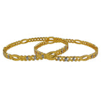 JewelOn Noor gold plated bangles set for women, featuring intricate cut-out designs and small clear stones.
