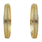 JewelOn Swarnika gold plated bangles set for women, featuring intricate filigree design and small colorful gemstones.