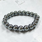 JewelOn Hematite 8mm crystal bead bracelet for men and women, metallic grey-black, grounding and protective.