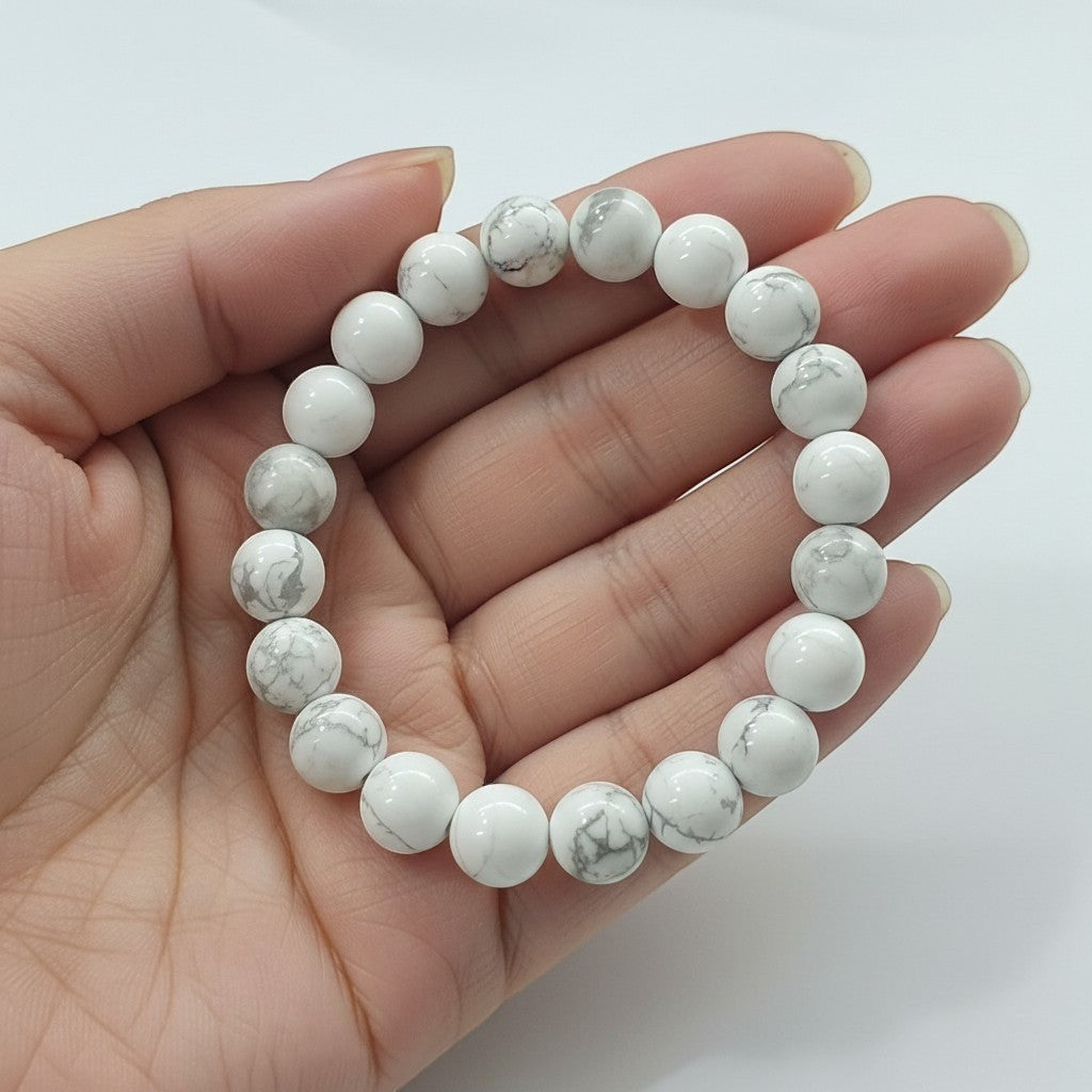 Howlite 8mm Crystal Bracelet for Men and Women | JewelOn