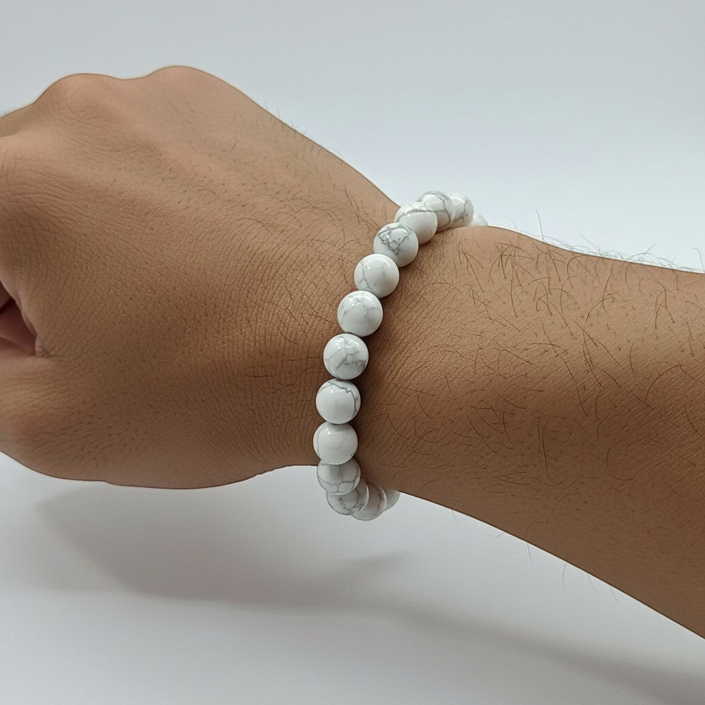 Howlite 8mm Crystal Bracelet for Men and Women | JewelOn