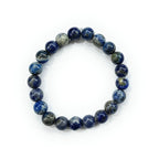 JewelOn Lapis Lazuli 8mm beaded bracelet with golden pyrite flecks, promoting wisdom and truth. Elastic band fits most.