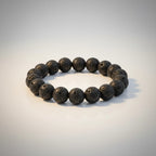 JewelOn black 8mm lava stone beaded bracelet for men and women, elastic band, porous texture