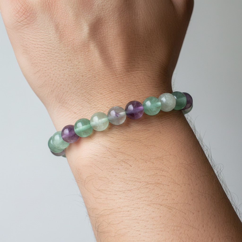 Multi Fluorite 8mm Crystal Bracelet for Men and Women | JewelOn