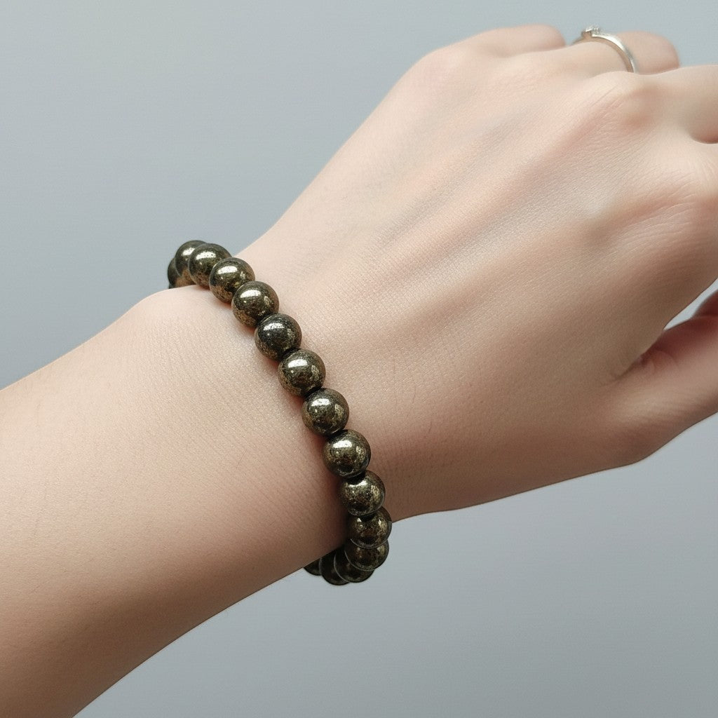 Pyrite 8mm Crystal Bracelet for Men and Women | JewelOn