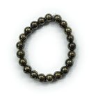 JewelOn 8mm Pyrite crystal bracelet with metallic gold lustre beads on a white background.