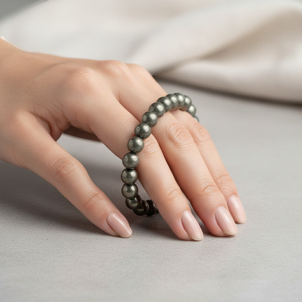 Raw Pyrite 8mm Crystal Bracelet for Men and Women | JewelOn
