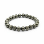 JewelOn Raw Pyrite 8mm crystal beaded bracelet with a natural golden texture, for men and women.
