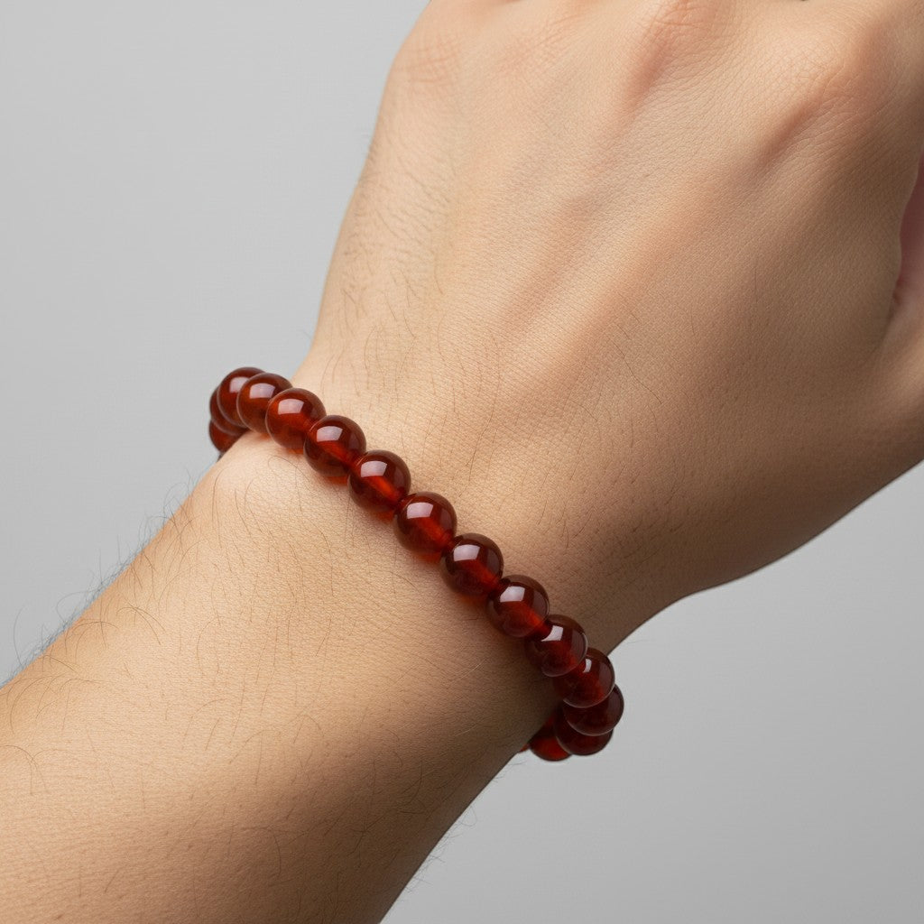 Red Carnelian 8mm Crystal Bracelet for Men and Women | JewelOn