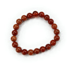 JewelOn bracelet with 8mm genuine red carnelian beads, elastic cord, for men and women.