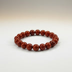 JewelOn Red Jasper 8mm beaded bracelet for men and women, grounding and stabilising stone