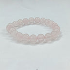 JewelOn Rose Quartz 8mm crystal beaded bracelet for men and women, elastic cord, soft pink.