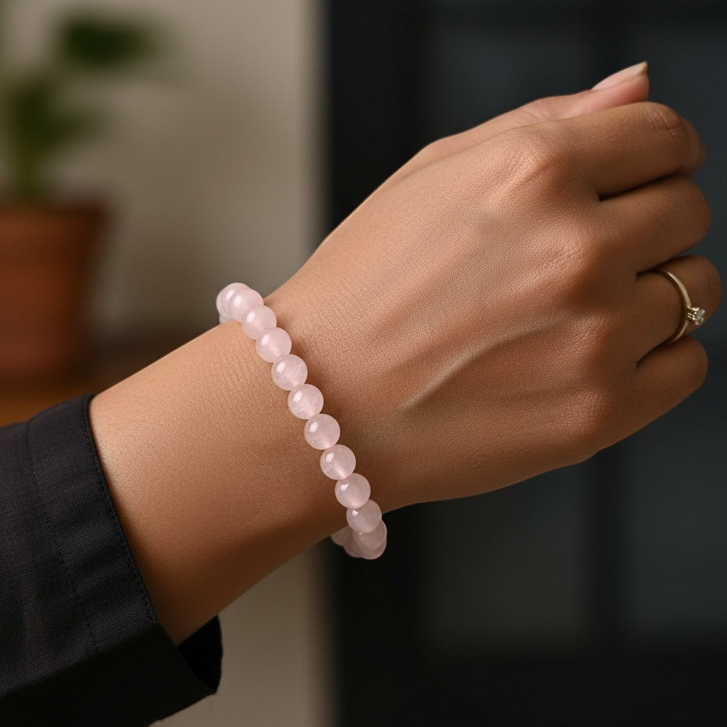 Rose Quartz 8mm Crystal Bracelet for Men and Women | JewelOn