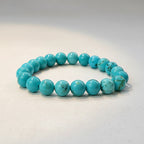 JewelOn turquoise 8mm crystal beaded bracelet for men and women, elastic cord, natural stone.