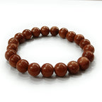JewelOnHere brown 8mm sunstone crystal beaded bracelet for men and women