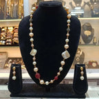 Baani Maroon Statement Stone Necklace Earring Set