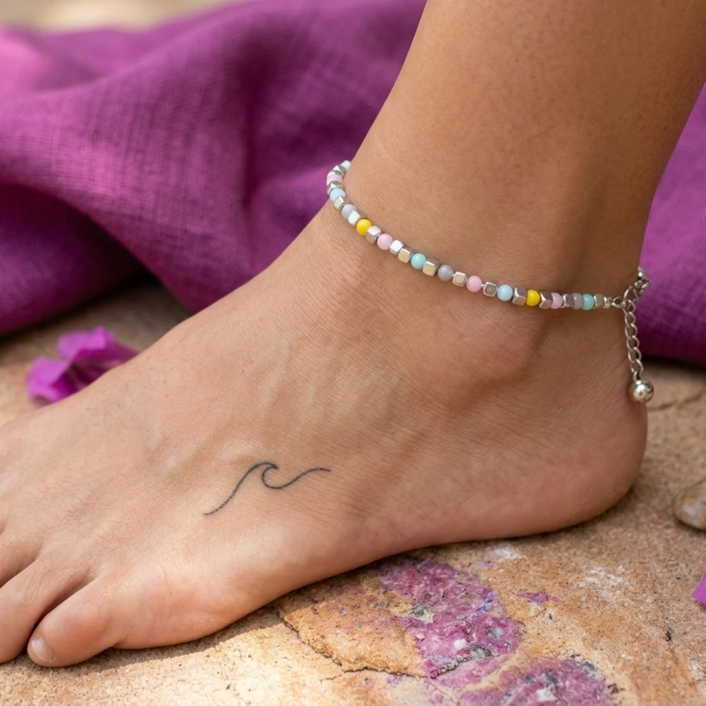 Rangdhara Mix Colour Moti Anklet | JewelOn
